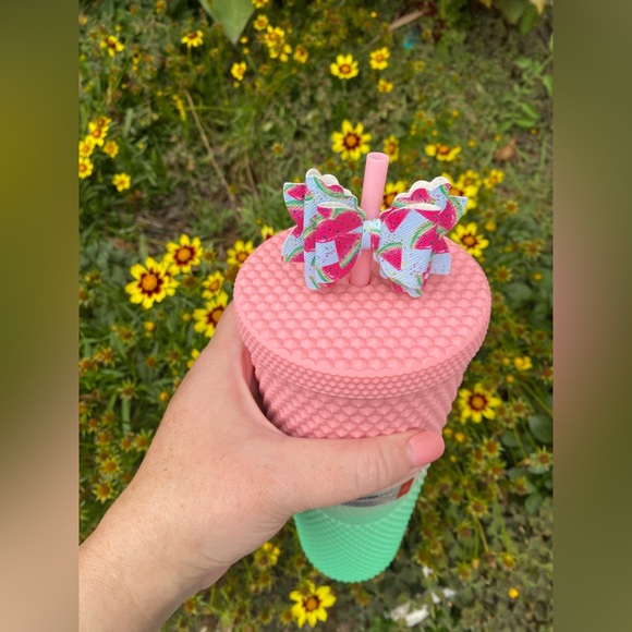 Starbucks BNWT Watermelon Pink and Green Ombré 24oz Studded Tumbler - Picture 3 of 4